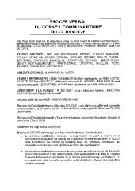 Procès verbal du Conseil Communautaire du 22 juin 2026